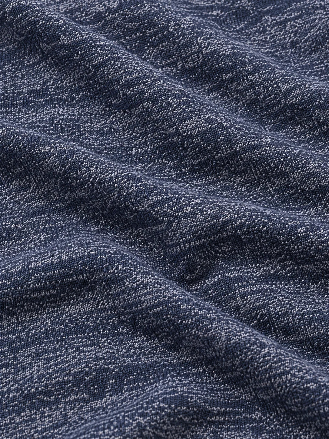 Golf-Pullover mit Viertelreißverschluss und melierter Struktur in Marineblau