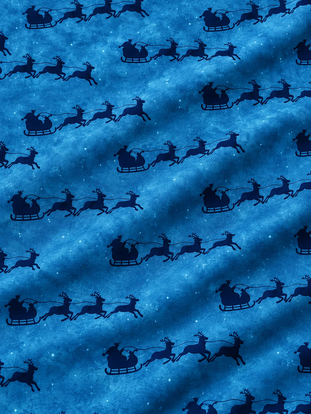 Golfpullover in Blau mit weihnachtlichem Schlittenmotiv und Viertelreißverschluss