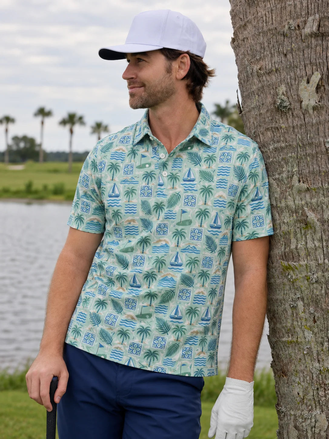 Seaside Tropical Golf-Poloshirt