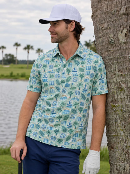 Seaside Tropical Golf-Poloshirt