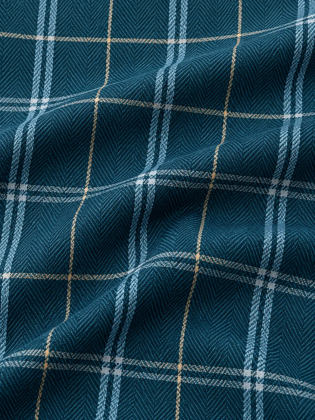 Golf-Pullover mit Viertelreißverschluss und Fischgrätmuster in tiefem Petrolgrün