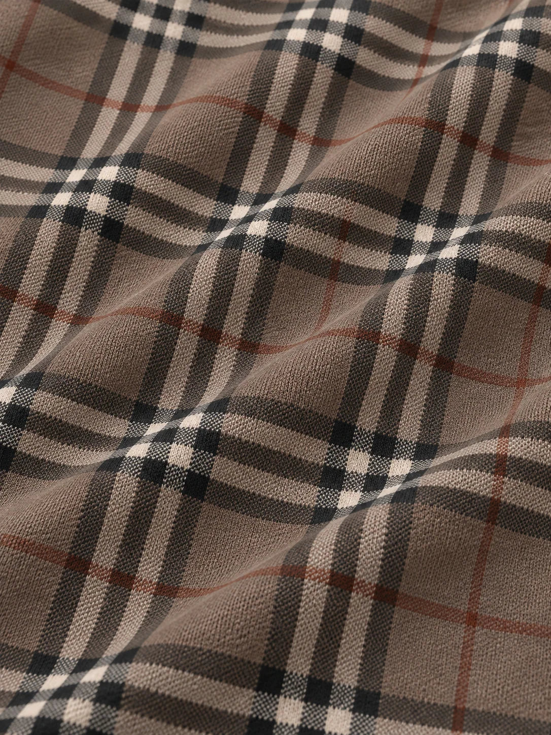 Golf-Pullover mit Karomuster in Taupe, Anthrazit und Rostbraun und Viertelreißverschluss