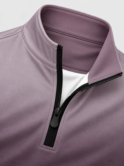 Golfpullover in Mauve mit Ombre-Farbverlauf und Viertelreißverschluss