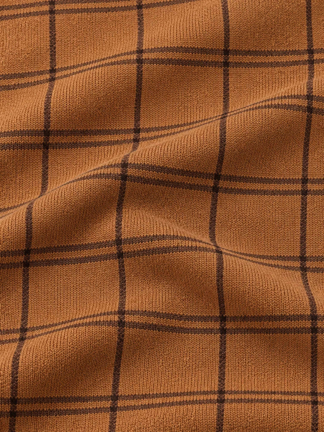Golf-Pullover aus Funktionsmaterial in Rostorange mit Fensterkaromuster und Viertelreißverschluss