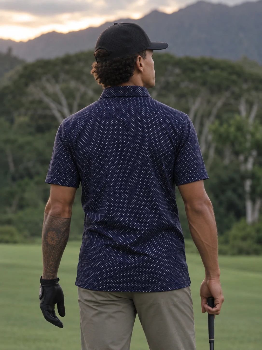 Navy Micro Dot Performance-Golf-Poloshirt
