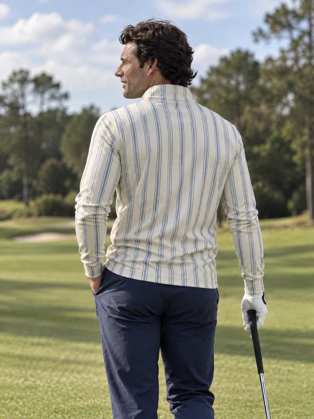 Clubhouse Stripe Golf Quarter-Zip-Pullover