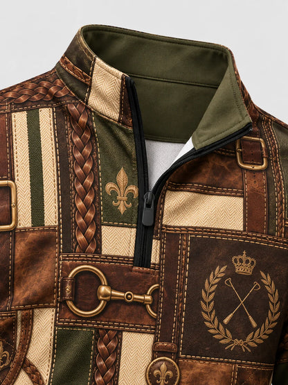 Heritage-Quarter-Zip-Pullover mit Reitsportmotiven aus Performance-Material