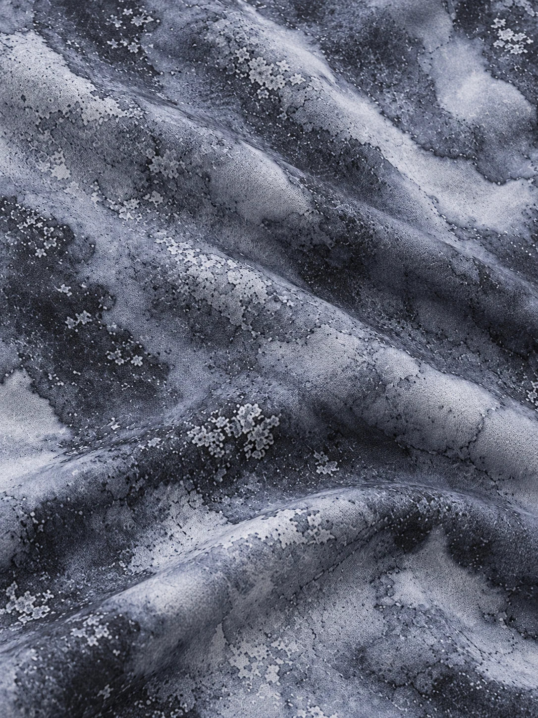 Performance-Pullover in Schieferblau mit Marmormuster und kurzem Reißverschluss