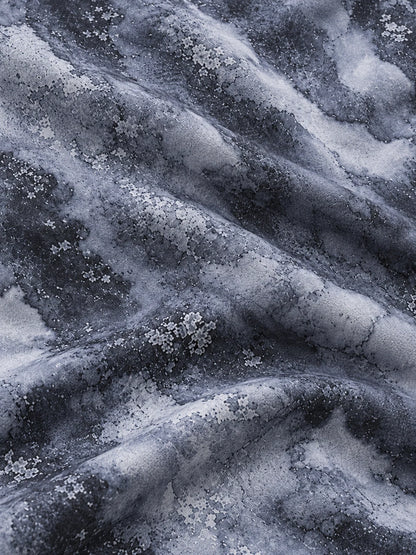Performance-Pullover in Schieferblau mit Marmormuster und kurzem Reißverschluss
