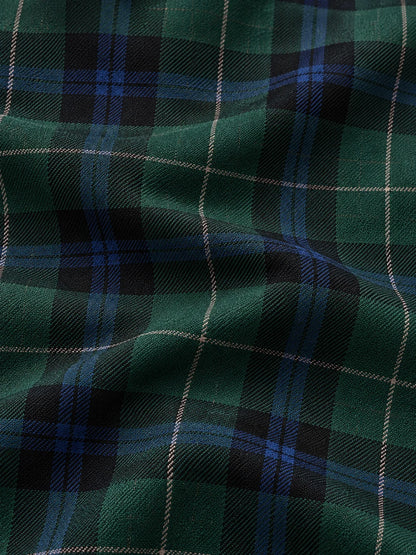 Golf-Pullover mit Viertelreißverschluss und Tartan-Karomuster in Waldgrün