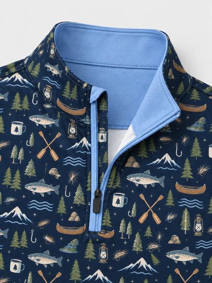 Lake & Pine Angler-Pullover mit kurzem Reißverschluss