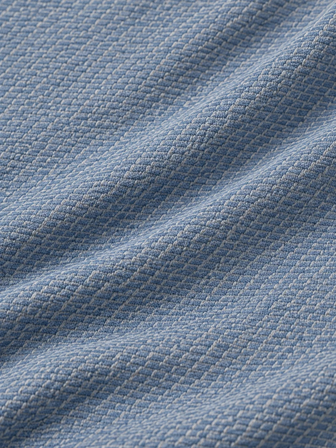 Küstenblauer Performance-Quarter-Zip-Pullover mit strukturierter Oberfläche