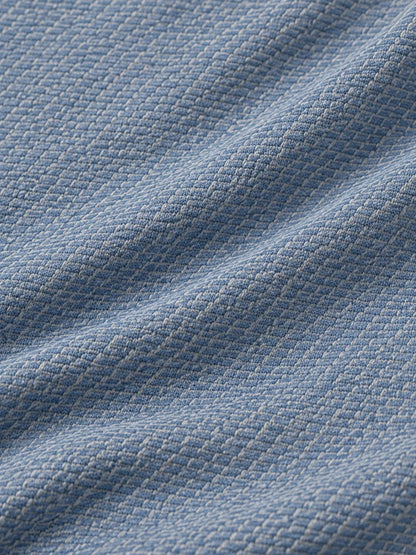 Küstenblauer Performance-Quarter-Zip-Pullover mit strukturierter Oberfläche