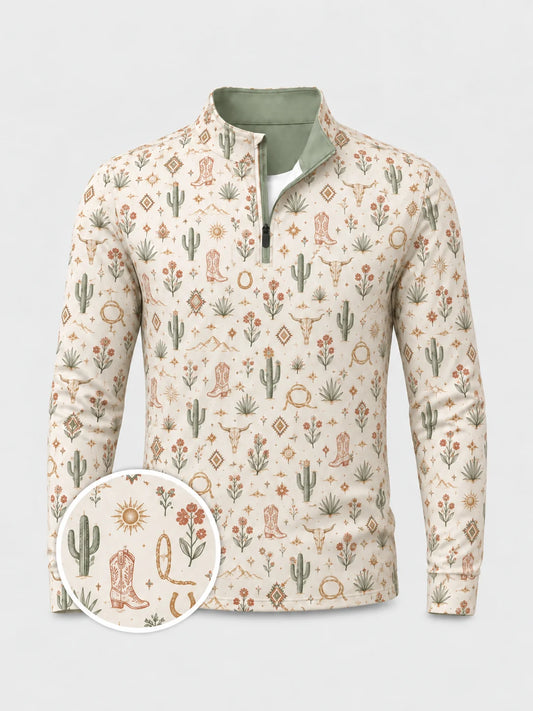 Desert Bloom Western-Pullover mit kurzem Reißverschluss