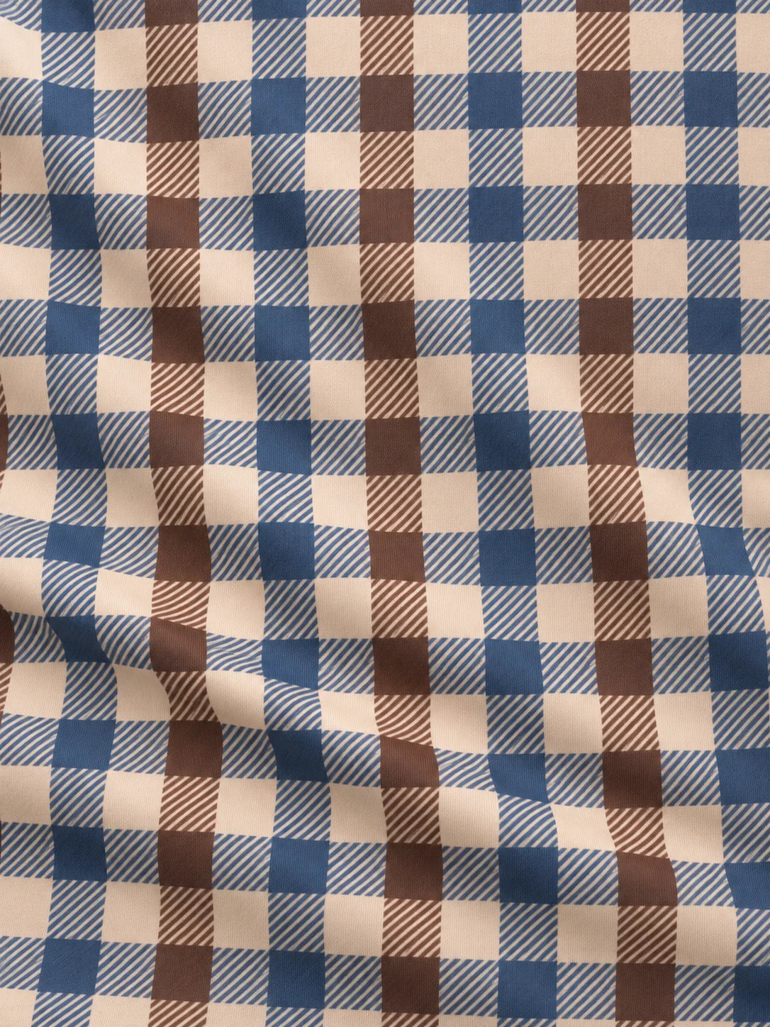 Golf-Pullover in Creme mit mehrfarbigem Karomuster und kurzem Reißverschluss