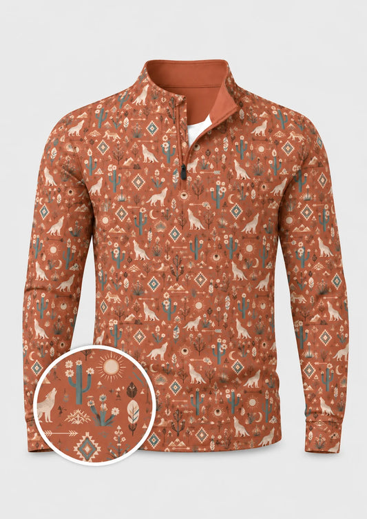 Desert Moon Southwest-Pullover mit kurzem Reißverschluss
