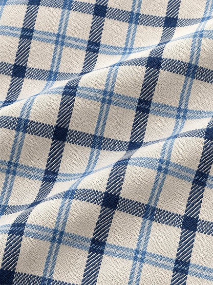 Golfpullover für Herren im Heritage-Stil in Blau mit Karomuster und Viertelreißverschluss