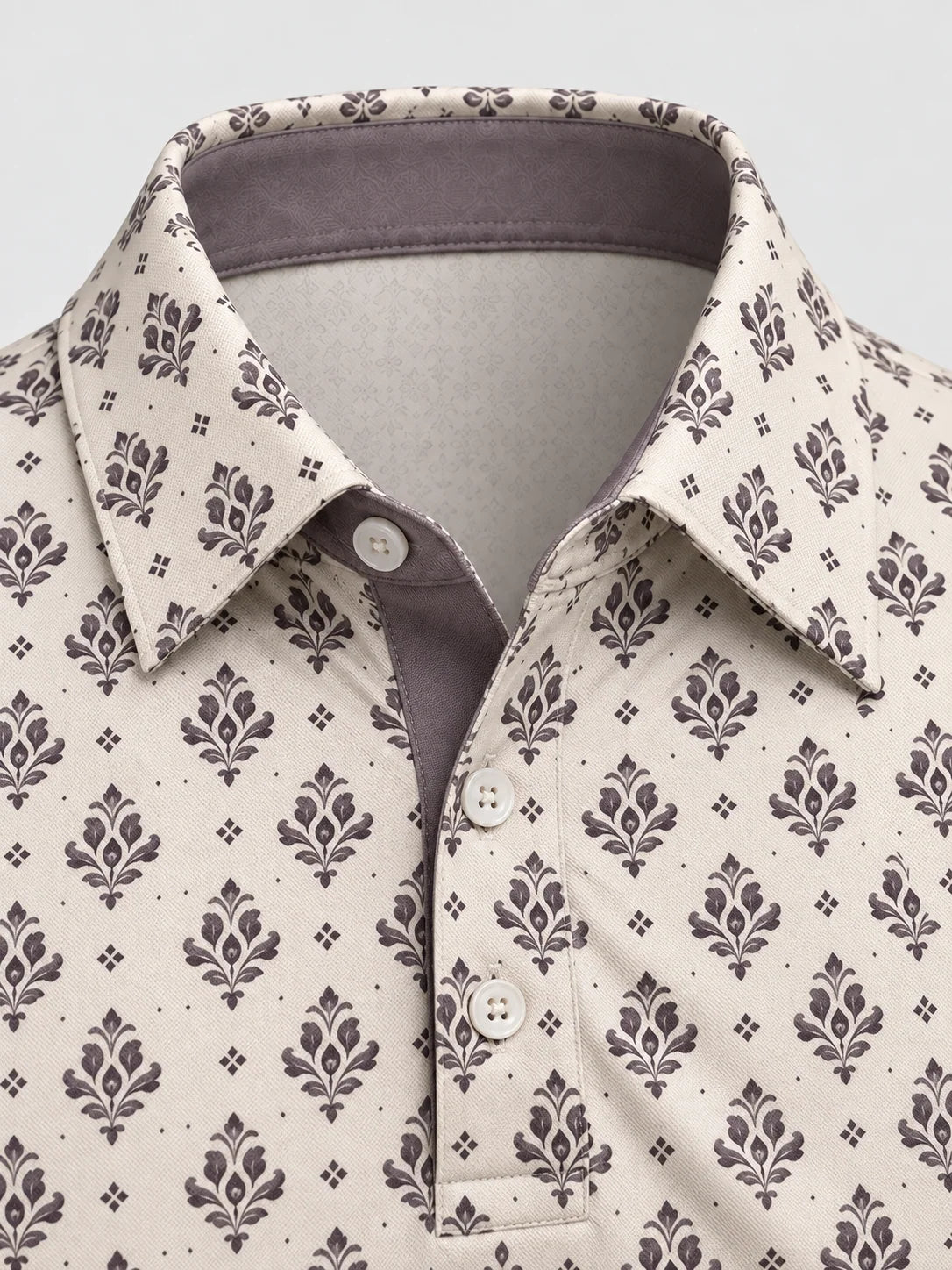 Vintage-Blumenmuster Performance-Golfpoloshirt