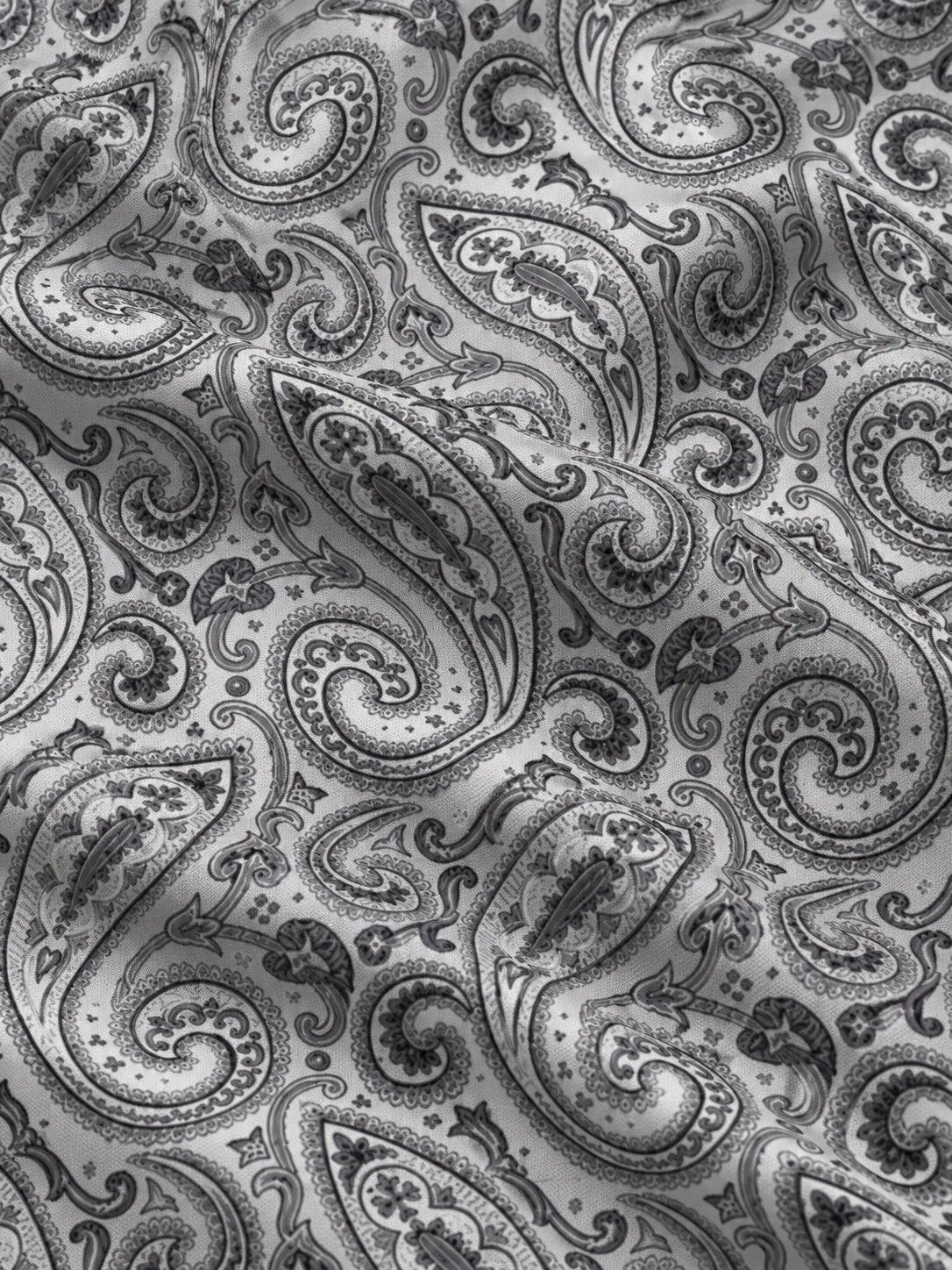 Grauer Performance-Pullover mit Viertelreißverschluss und Paisley-Muster