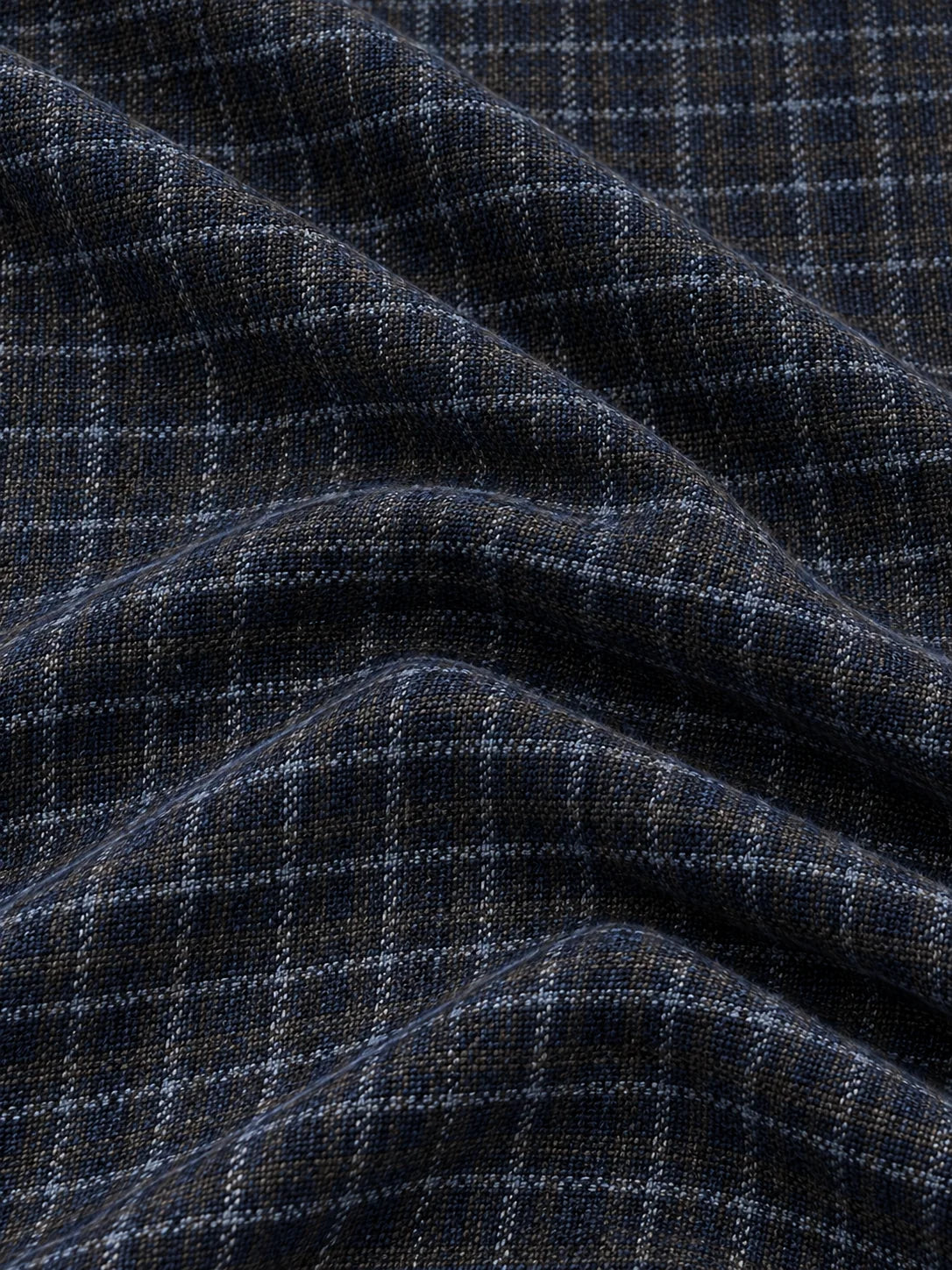 Marineblauer Karo-Performance-Golfpullover mit kurzem Reißverschluss