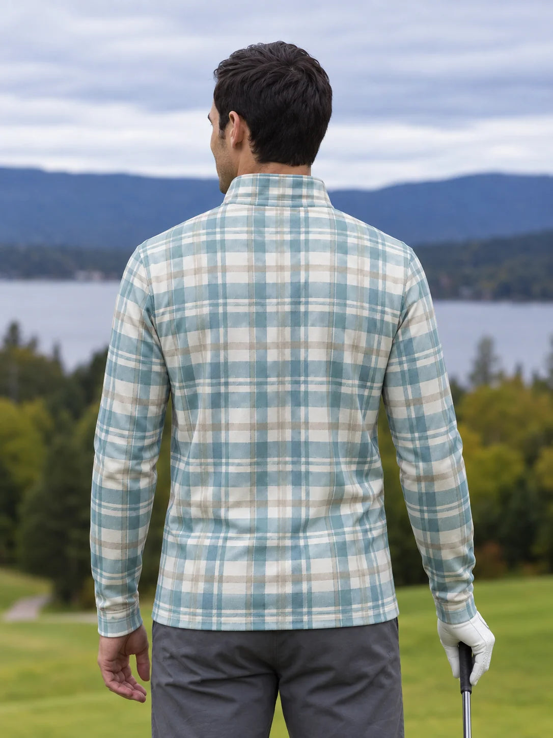 Coastal Plaid Golf Quarter-Zip-Pullover